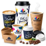 Custom printed double wall hot cups with lids
